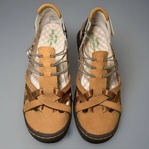 Relax Foam Jambu Women's Chestnut Closed Toe Leather Sandals Shoes Brown Tan 8